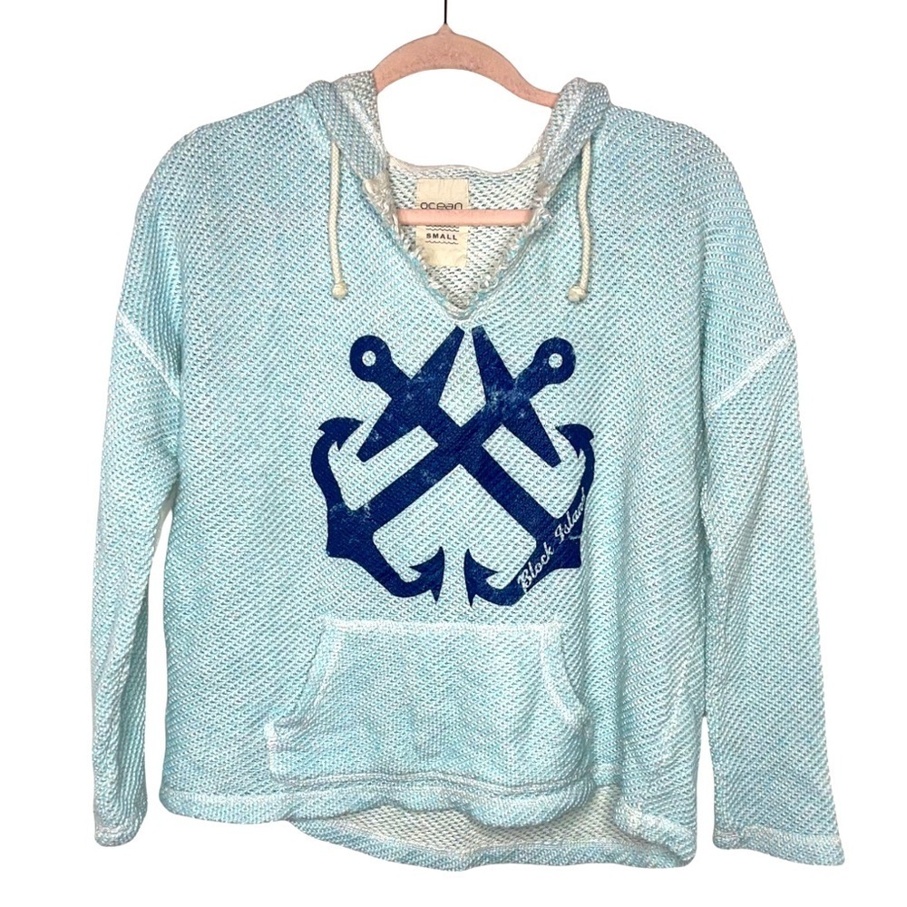OCEAN DRIVE Light Blue Block Island Hooded Sweatshirt S